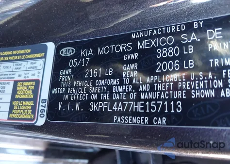 2017 Kia Forte Lx from USA, damaged, VIN 3KPFL4A77HE157113